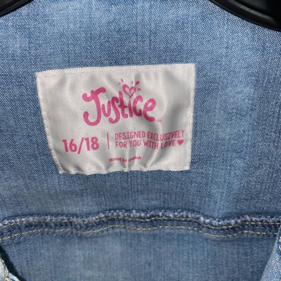 Justice embroidered jean jacket size 16/18 youth - Picture 2 of 6